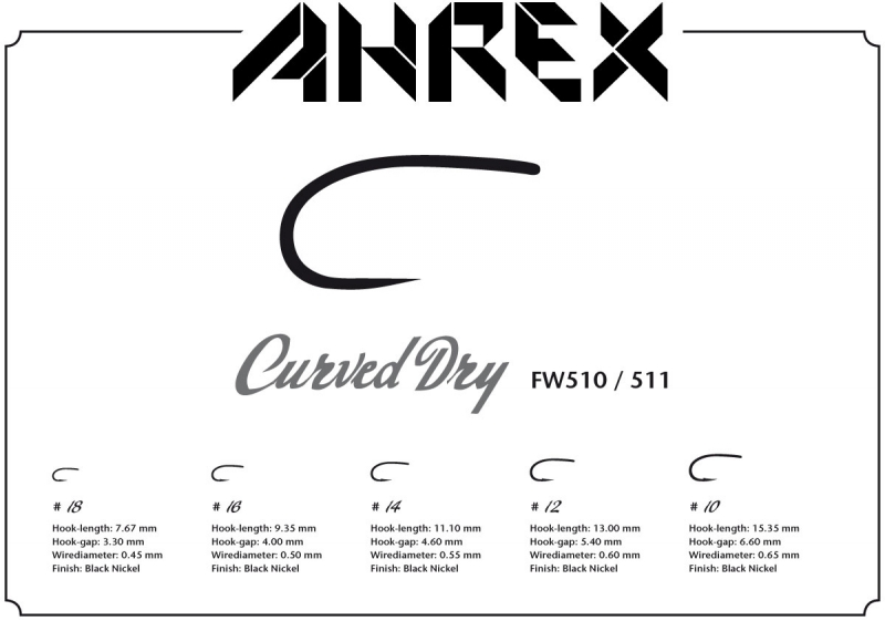 Ahrex Hooks Ahrex FW511 - Curved Dry Fly - Barbless 3 Ahrex Hooks Ahrex FW511 - Curved Dry Fly - Barbless
